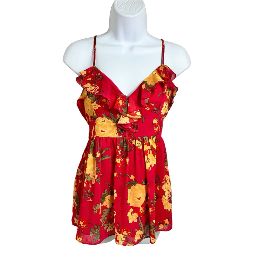 Vintage Y2K 2000s Forever 21 Floral Blouse Sz M Sleeveless V-Neck Top Sleeveless - Picture 5 of 5